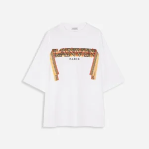 Embroidered Men Lanvin White Curb Lace T-Shirt