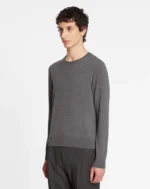 Lanvin Paris Grey Merino Wool Crewneck Sweater back